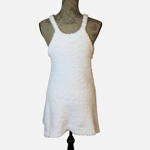 POL Women White Textured Knit Mini Dress Stretch Boho Layered Festival S/M NWOT - Picture 4 of 4
